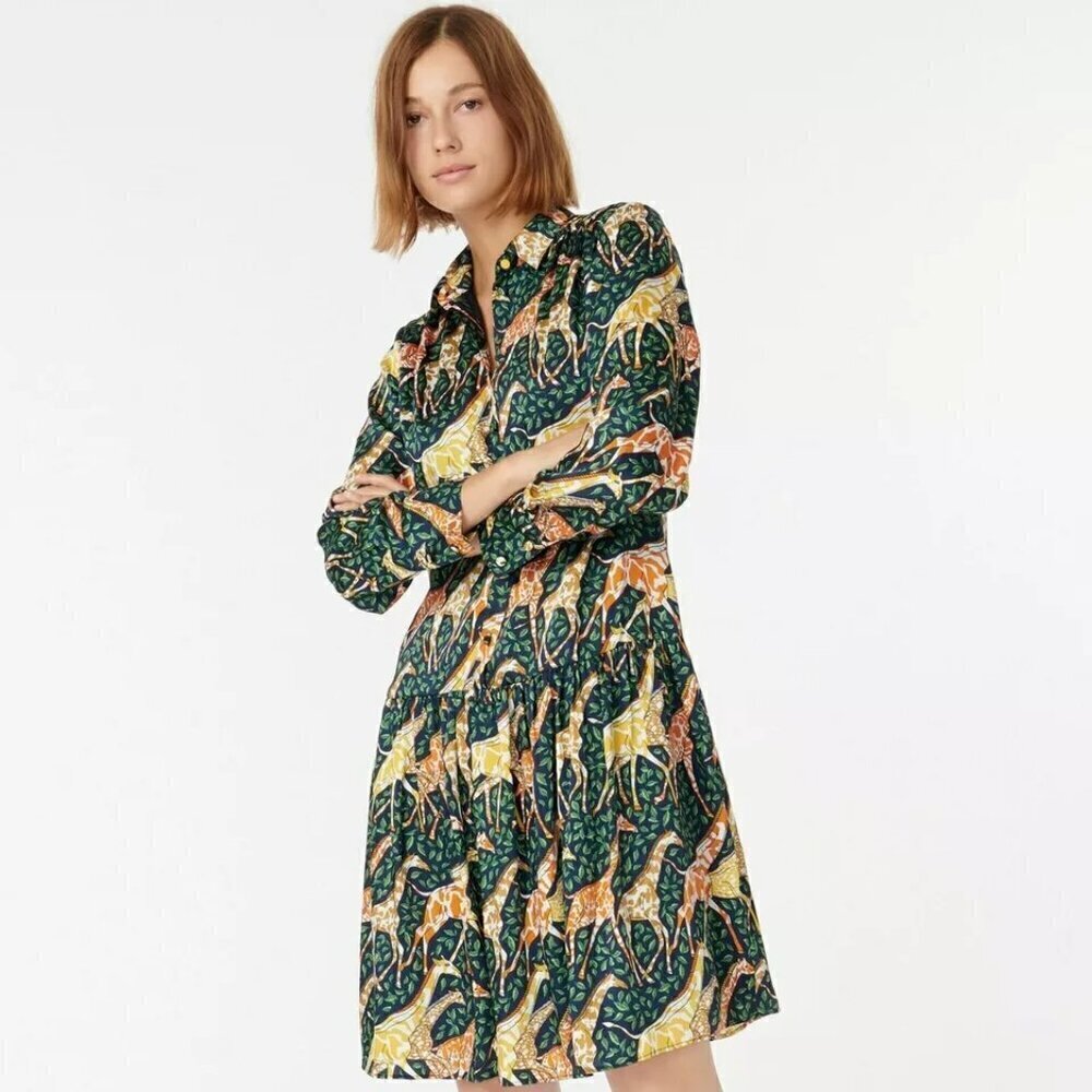 💕J.CREW💕 Shirtdress ~ Giraffes Print XXS NWOT